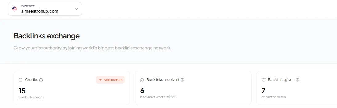 BabyLoveGrowth Backlink Exchange Network Live Stats